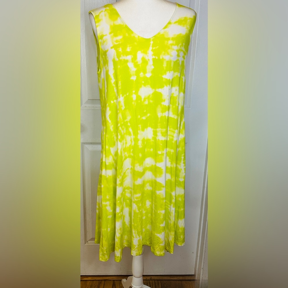 Style & Co Dress Sleeveless Bright Flip Flop Cut Out Back Midi Size XL